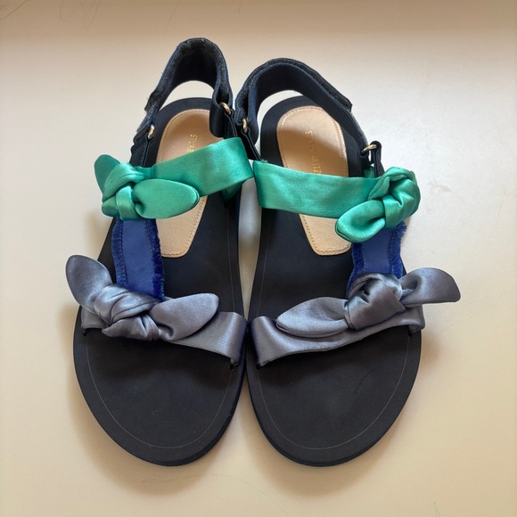 Stuart Weitzman Bandeau Sport Sandal Teva Style Satin Bow Strap Size 7.5 Adjusts - Picture 2 of 10